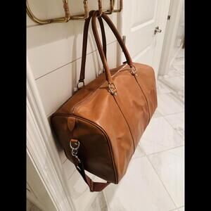 Brooks Brothers Tan Leather Duffle Bag